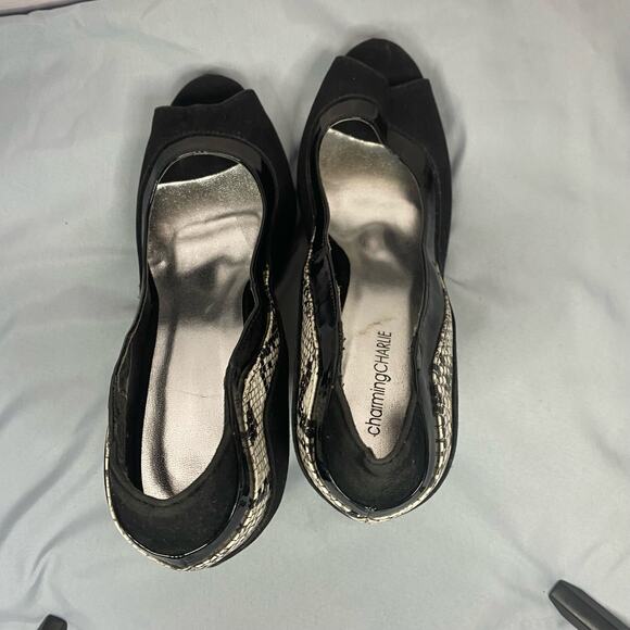 Charming Charlie Helki Heels Open Toe shoes Womens Size 7.5 - Picture 5 of 9